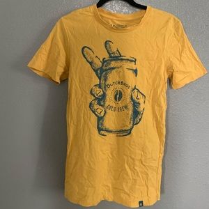Yellow and blue Dutch bros short sleeve shirt